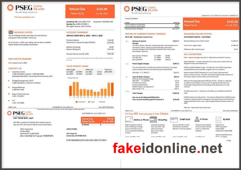 Jersey Central Power & Light (JCP&L) - New Jersey Utility Bill Template